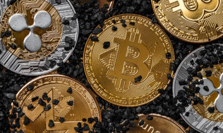 Ensemble de crypto-monnaies avec un bitcoin doré au milieu